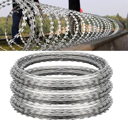 98FT Razor Wire Galvanized Barbed Wire Razor Ribbon Barbed Wire,Razor Wire for Wire Fencing,98 Feet per Roll (Roll Diameter:19" ; 45 coils/Roll) (98 FT, 1) in Saudi Arabia