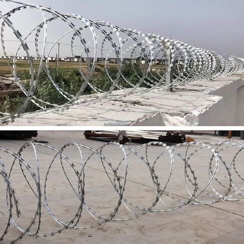 98FT Razor Wire Galvanized Barbed Wire Razor Ribbon Barbed Wire,Razor Wire for Wire Fencing,98 Feet per Roll (Roll Diameter:19" ; 45 coils/Roll) (98 FT, 1) in Saudi Arabia