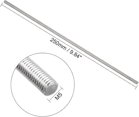 Uxcell M4 x 250mm قضيب ملولب بالكامل، 304 فولاذ مقاوم للصدأ، خيوط اليد اليمنى in Kuwait