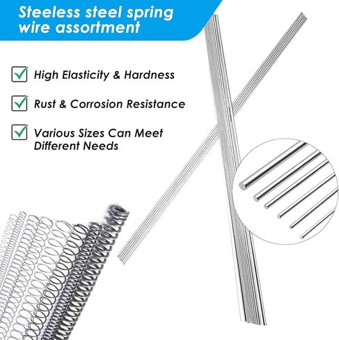 50CM Stainless Steel Spring Wire Hard Wire Full Hard Wire Straight Wire 0.2-2Mm Spring Steel Wire, Straight Steeless Wire Assortment Kit (0.2mm 40Pcs) in Kuwait
