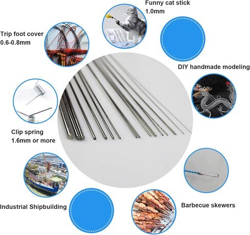 50CM Stainless Steel Spring Wire Hard Wire Full Hard Wire Straight Wire 0.2-2Mm Spring Steel Wire, Straight Steeless Wire Assortment Kit (0.2mm 40Pcs) in Kuwait