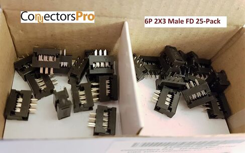 25-Pack IDC 2X3 6 Pins 2.54mm Pitch Male Transition Dual Row Plugs لكابل الشريط المسطح (FD-6P 25-PK) in Saudi Arabia