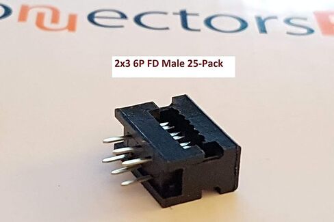 25-Pack IDC 2X3 6 Pins 2.54mm Pitch Male Transition Dual Row Plugs لكابل الشريط المسطح (FD-6P 25-PK) in Saudi Arabia