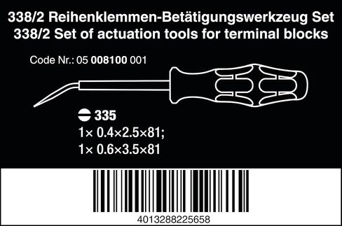 Wera - 05008100001 - أدوات التشغيل، مجموعة 338/2 من أدوات التشغيل للمكعبات الطرفية (أقفاص الزنبرك)، قطعتين in Saudi Arabia