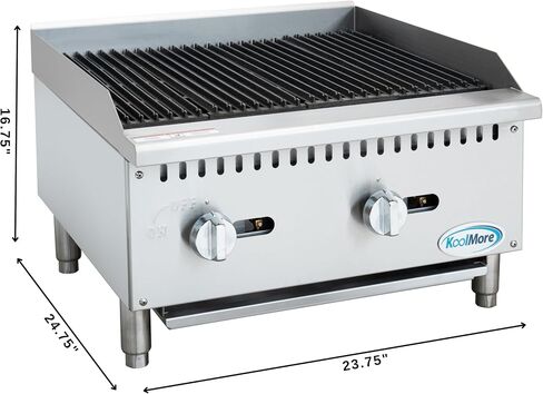 KoolMore 24 in. Commercial 2-Burner Natural Gas Charbroiler with 60,000 BTU in Stainless-Steel, ETL Listed(KM-GCB2-24M) in Saudi Arabia