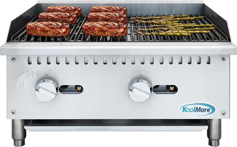 KoolMore 24 in. Commercial 2-Burner Natural Gas Charbroiler with 60,000 BTU in Stainless-Steel, ETL Listed(KM-GCB2-24M) in Saudi Arabia