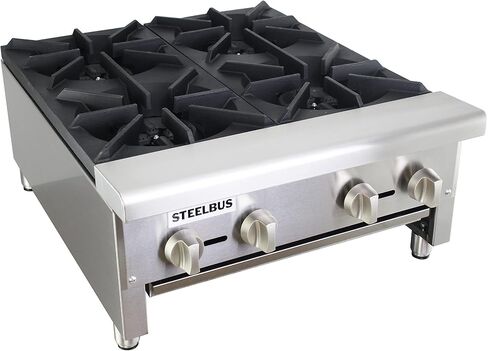 24'' Heavy duty Commercial Hot Plate 4 Burner Countertop Natural or Propane gas Restaurant Equipment for Soups BTU-112000 in Saudi Arabia