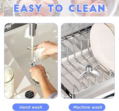 شفرة مجداف بديلة لصانعات الآيس كريم من سلسلة Ninja Creami NC300 - مصنوعة من الفولاذ المقاوم للصدأ الآمن غذائيًا - شفرات مزدوجة النوع - تتضمن موديلات NC301، NC299AMZ، NC300، CN301CO، NC300C والمزيد in Kuwait