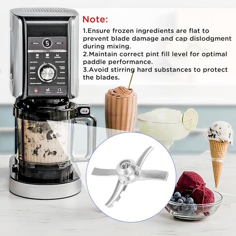 شفرة مجداف بديلة لصانعات الآيس كريم من سلسلة Ninja Creami NC300 - مصنوعة من الفولاذ المقاوم للصدأ الآمن غذائيًا - شفرات مزدوجة النوع - تتضمن موديلات NC301، NC299AMZ، NC300، CN301CO، NC300C والمزيد in Kuwait