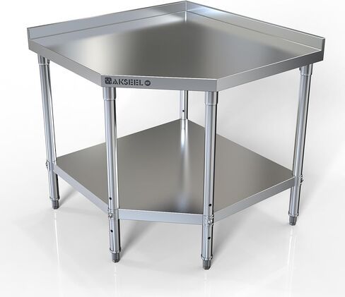 Corner Stainless Steel Work Table - Food Prep Tables for Commercial Kitchen - NSF Metal Heavy Duty Workbench with Backsplash - Cooking Chef Work Bench for Restaurant - 36"x36" Working Station in Kuwait