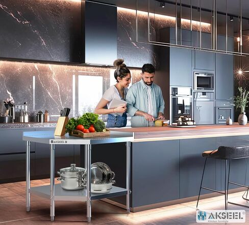 Corner Stainless Steel Work Table - Food Prep Tables for Commercial Kitchen - NSF Metal Heavy Duty Workbench with Backsplash - Cooking Chef Work Bench for Restaurant - 36"x36" Working Station in Kuwait