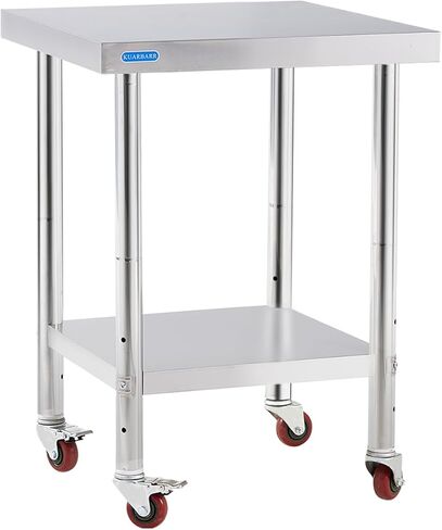 طاولة من الفولاذ المقاوم للصدأ للإعداد والعمل مع رف سفلي مقاس 24 × 24 بوصة طاولة إعداد المطبخ المعدنية التجارية NSF مع طاولة عمل قابلة للتعديل تحت الرف لمطعم المنزل في الهواء الطلق in Kuwait