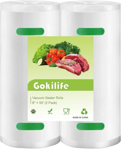 أكياس تفريغ الهواء من Gokilife - عبوتان من أكياس حفظ الطعام مقاس 8 × 50 بوصة، أكياس ختم مفرغة من الدرجة التجارية مع خالية من البيسفينول A وشديدة التحمل، ختم أكياس الوجبات رائعة لتخزين العطلات، أو إعداد الوجبات أو فيديو Sous Vide in Saudi Arabia