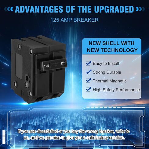 2024 ترقية 125 أمبير قاطع، مناسب لقاطع Eaton B-r2125 مزدوج القطب 125 أمبير، 120/240 فولت، قاطع دائرة مقولب قياسي، قاطع دائرة قابل للتبديل بقطبين 125 أمبير in Kuwait