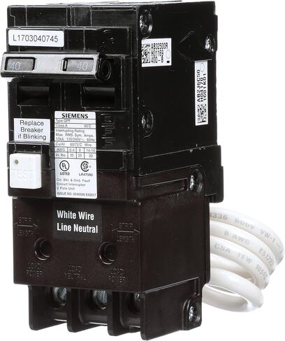 SIEMENS QF240A Ground Fault Circuit Interrupter, 40 Amp, 2 Pole, 120/240 Volt, 10,000 AIC in Saudi Arabia