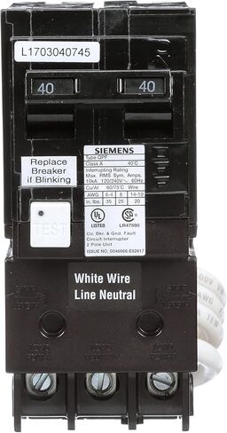 SIEMENS QF240A Ground Fault Circuit Interrupter, 40 Amp, 2 Pole, 120/240 Volt, 10,000 AIC in Saudi Arabia