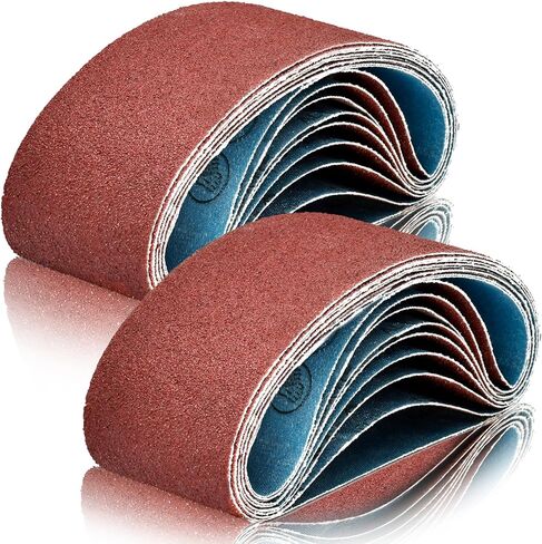 18 قطعة من أحزمة الصنفرة مقاس 3 × 18 بوصة، 40/80/120/150/240/400 ورق صنفرة من أكسيد الألومنيوم لصنفرة الحزام وتلميع الطلاء المعدني لأعمال النجارة in Kuwait