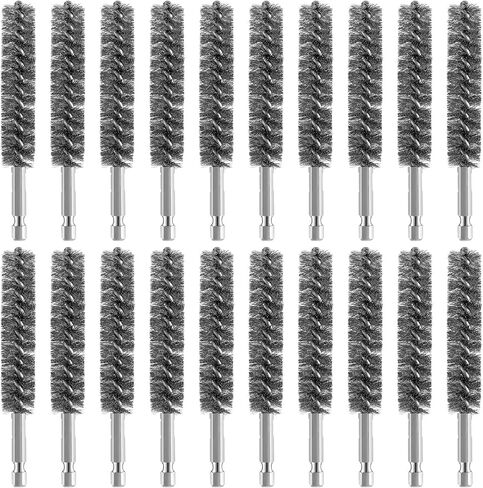 Geiserailie Bore Brush Bristles Wire Brush for Power Drill Cleaning Wire with Hex Shank Handle for Power Drill Cleaning (40 Pieces,Stainless Steel) in Kuwait