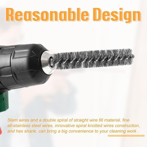 Geiserailie Bore Brush Bristles Wire Brush for Power Drill Cleaning Wire with Hex Shank Handle for Power Drill Cleaning (40 Pieces,Stainless Steel) in Kuwait