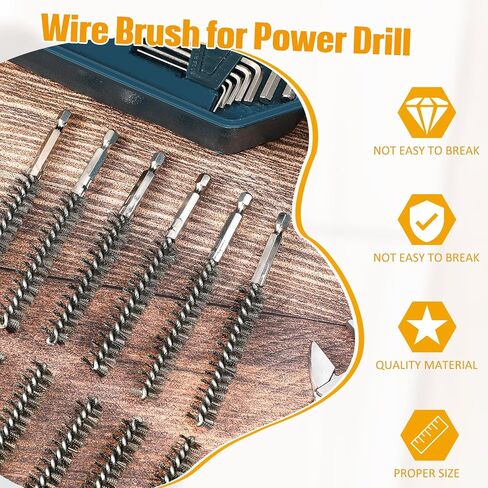 Geiserailie Bore Brush Bristles Wire Brush for Power Drill Cleaning Wire with Hex Shank Handle for Power Drill Cleaning (40 Pieces,Stainless Steel) in Kuwait