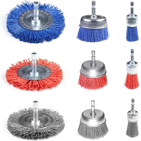 JKINGS Wire Wheel Brush Set for Drill with 1/4 Inch Shank, Aggressive & Indestructible for Cleaning Rust/Corrosion/Paint, Deburring (Pack of 14, Coated Brass & Carbon Steel) in Saudi Arabia