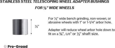 3/4" Thick Reducing Bushing Adapter | Premium Stainless Steel Reducer Bushing for Bench Grinding Wheels with 1-1/4" or 1" Arbor Hole Reduce to 3/4", 5/8" or 1/2" Shaft (For 3/4" Wide Wheels) in Saudi Arabia