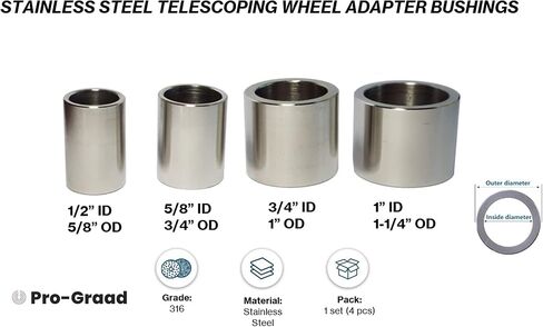 3/4" Thick Reducing Bushing Adapter | Premium Stainless Steel Reducer Bushing for Bench Grinding Wheels with 1-1/4" or 1" Arbor Hole Reduce to 3/4", 5/8" or 1/2" Shaft (For 3/4" Wide Wheels) in Saudi Arabia