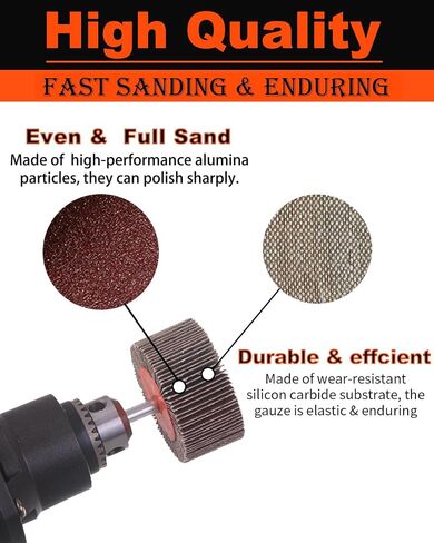 1/4" Shank Flap Wheel Sander Set 8Pcs, 8 Size Flapper Wheel 80 Grit | Long-Lasting Cylindrical Shape Sanding Wheel for Removing and Polishing Rust Paint 60/80/120/240/320 Grits in Saudi Arabia