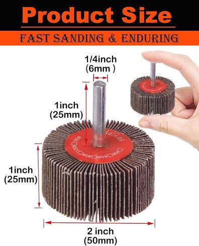 1/4" Shank Flap Wheel Sander Set 8Pcs, 8 Size Flapper Wheel 80 Grit | Long-Lasting Cylindrical Shape Sanding Wheel for Removing and Polishing Rust Paint 60/80/120/240/320 Grits in Saudi Arabia