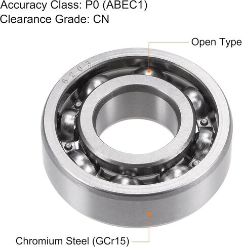 uxcell 6203 Deep Groove Ball Bearings 17mm Bore 40mm OD 12mm Thick CN Open Type Chrome Steel 2pcs in Kuwait