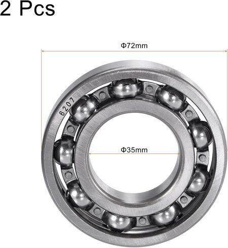 uxcell 6203 Deep Groove Ball Bearings 17mm Bore 40mm OD 12mm Thick CN Open Type Chrome Steel 2pcs in Kuwait