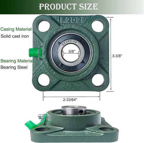 2 Pack UCF207-22 Pillow Block Bearing – Square Flange 4 Bolt Mounted Pillow Block Bearings – Bearing Steel Bearings with 1-3/8"" Bore, Self-aligning Bearings with Solid Cast Iron Base in Kuwait