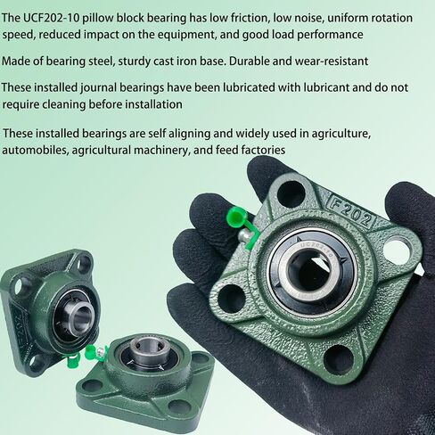 2 Pack UCF207-22 Pillow Block Bearing – Square Flange 4 Bolt Mounted Pillow Block Bearings – Bearing Steel Bearings with 1-3/8"" Bore, Self-aligning Bearings with Solid Cast Iron Base in Kuwait