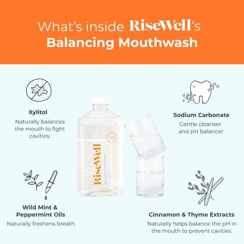 RiseWell Balancing Mouthwash - Alcohol Free, pH Balancing, Alkalizing Mouthwash with Xylitol - Dentist Developed All Natural Mouthwash - Dry Mouth Relief for Fresh Breath - Wild Mint, 16 Oz in Saudi Arabia