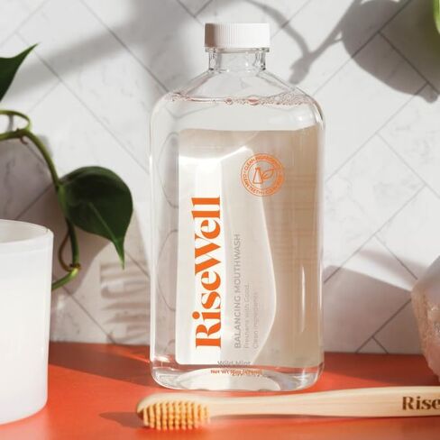 RiseWell Balancing Mouthwash - Alcohol Free, pH Balancing, Alkalizing Mouthwash with Xylitol - Dentist Developed All Natural Mouthwash - Dry Mouth Relief for Fresh Breath - Wild Mint, 16 Oz in Saudi Arabia