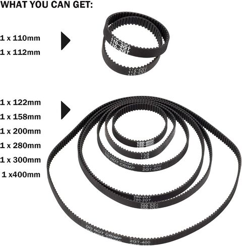 PAGOW 8pcs 3D Printer Timing Belt 2GT-6 Closed Loop Rubber Belt 110mm 112mm 122mm 158mm 200mm 280mm 300mm 400mm Width 6mm in Saudi Arabia