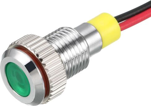 uxcell Signal Indicator Light AC/DC 24V 6mm Dash Lamp Flush Panel Mount Green LED Metal Shell in Kuwait