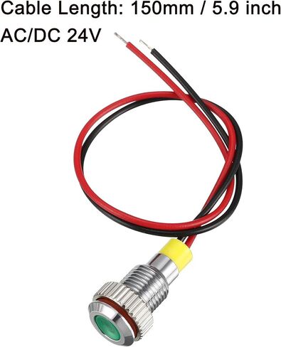 uxcell Signal Indicator Light AC/DC 24V 6mm Dash Lamp Flush Panel Mount Green LED Metal Shell in Kuwait