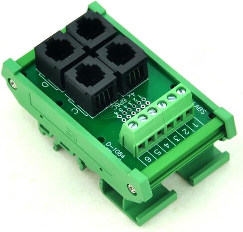 Electronics-Salon DIN Rail Mount RJ11/RJ12 6P6C 4-Way Buss Board Interface Module. in Kuwait
