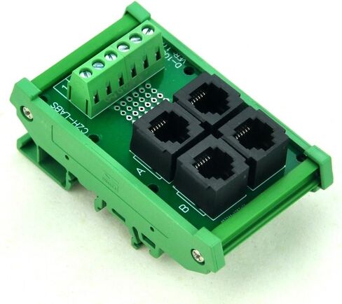 Electronics-Salon DIN Rail Mount RJ11/RJ12 6P6C 4-Way Buss Board Interface Module. in Kuwait
