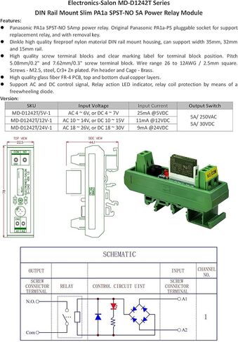 إلكترونيات - صالون AC / DC 24V Slim DIN Rail Mount 10Amp SPDT وحدة واجهة مرحل الطاقة، G2R-1 24V. in Kuwait