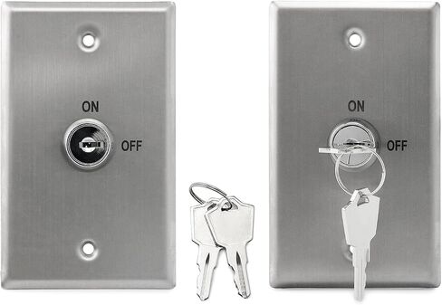 QWORK Key Switch, 2 Pack Stainless Steel Lock On/Off Exit Switch, Emergency Door Release DPST for Access Control Panel Mount in Saudi Arabia