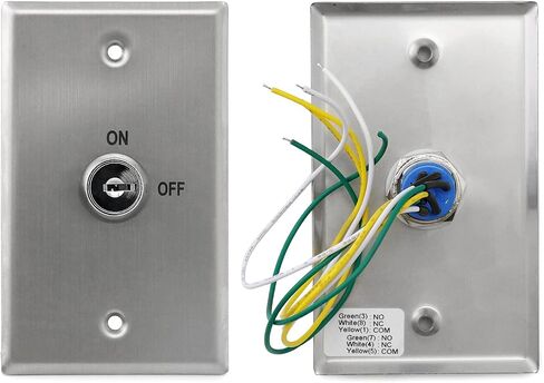 QWORK Key Switch, 2 Pack Stainless Steel Lock On/Off Exit Switch, Emergency Door Release DPST for Access Control Panel Mount in Saudi Arabia