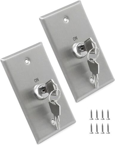 QWORK Key Switch, 2 Pack Stainless Steel Lock On/Off Exit Switch, Emergency Door Release DPST for Access Control Panel Mount in Saudi Arabia