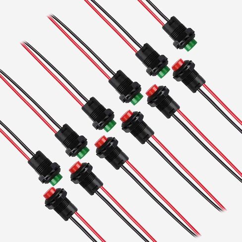 24Pcs 16MM Momentary Push Button on Off Switch Assorted Red Green Yellow Blue White Black,3A 250V AC 2-Pin Self-Resetting Mini Round Switch in Kuwait