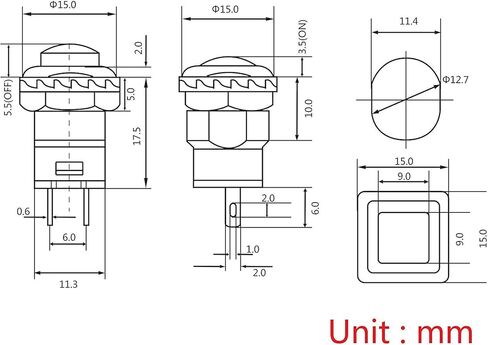 24Pcs 16MM Momentary Push Button on Off Switch Assorted Red Green Yellow Blue White Black,3A 250V AC 2-Pin Self-Resetting Mini Round Switch in Kuwait