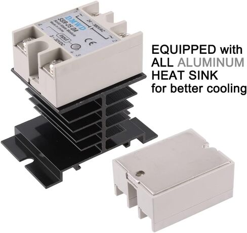 SSR-25DA مرحل الحالة الصلبة DC إلى AC (الإدخال 3-32V DC الإخراج 24-380V AC) مع المشتت الحراري، 25A in Kuwait