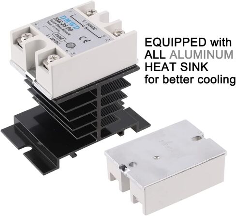 SSR-25DA مرحل الحالة الصلبة DC إلى AC (الإدخال 3-32V DC الإخراج 24-380V AC) مع المشتت الحراري، 25A in Saudi Arabia