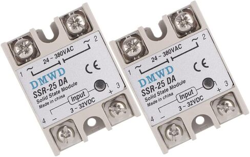 SSR-25DA مرحل الحالة الصلبة DC إلى AC (الإدخال 3-32V DC الإخراج 24-380V AC) مع المشتت الحراري، 25A in Kuwait