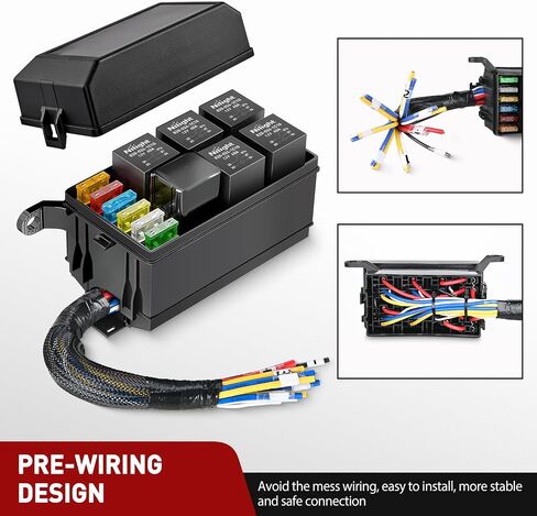 Nilight 12V صندوق ترحيل الصمامات 6 مرحلات 6 فتحات ATC/ATO حامل فيوز الشفرة 4Pin 5Pin Bosch Style 40A Relay مجموعة كتلة مقاومة للماء مسبقة السلكية عالمية للسيارات والشاحنات وقوارب التخييم، ضمان لمدة عامين in Saudi Arabia